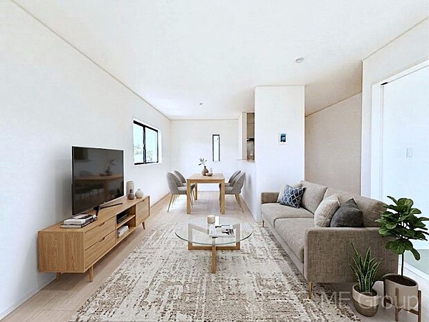 ご家族の賑やかな話し声で包まれる明るいリビング ※家具はCGです