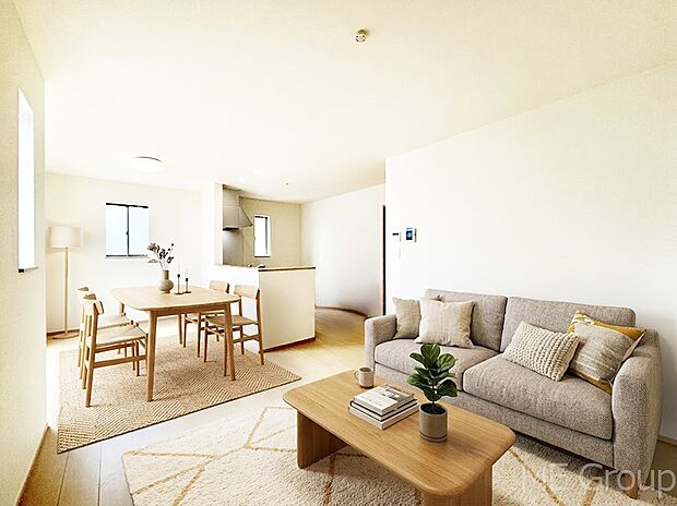 落ち着いた雰囲気のLDKは家族みんなの快適空間※家具はCGです