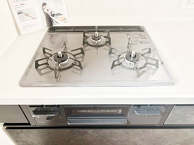 三口ガスコンロでお料理が一気にはかどりそう  