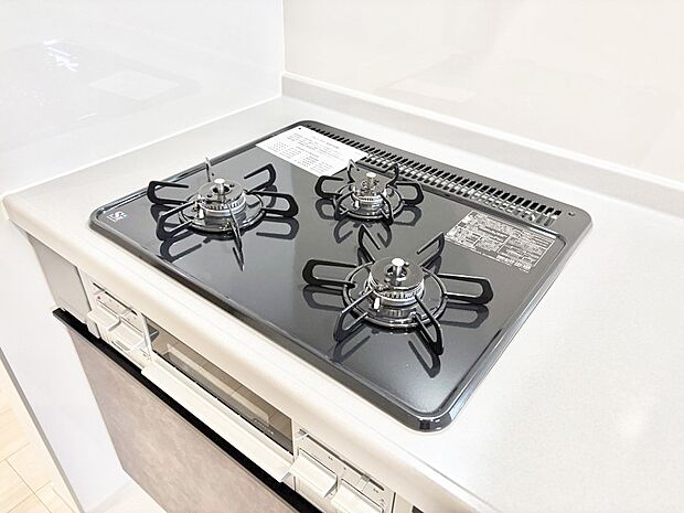 三口ガスコンロでお料理が一気にはかどりそう。  