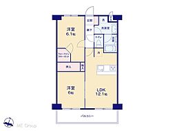 リバーコープ三橋 2LDKの間取図画像