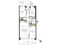 グリーンパーク鳩ヶ谷B棟 3LDKの間取図画像