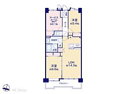 ライオンズガーデンひばりケ丘第2 2SLDKの間取図画像