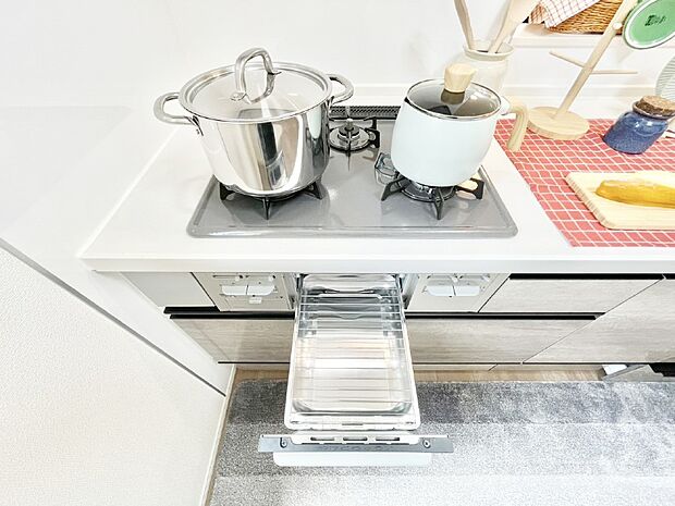 三口ガスコンロでお料理が一気にはかどりそう  