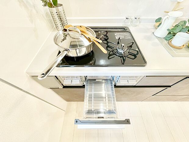 三口ガスコンロでお料理が一気にはかどりそう  
