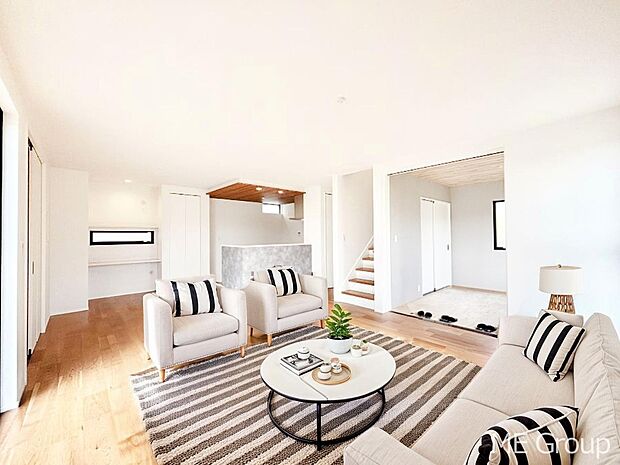 対面キッチン&リビングイン階段を採用した家族の絆深まるLDK ※家具はCGです