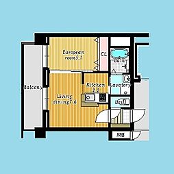 札幌市営南北線 北12条駅 徒歩8分の賃貸マンション 2階1LDKの間取り