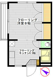 ハイツナラIII 1階1Kの間取り