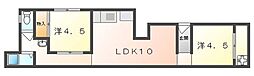 メゾンカッサ守口 1階2LDKの間取り
