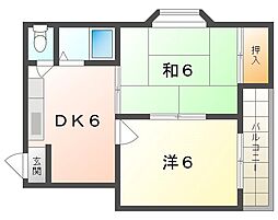秀和第二ハイツ 2DKの間取図画像