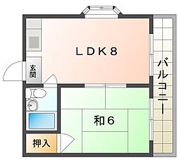 シティハイツ中町 1LDKの間取図画像