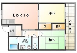 アスカ・サンハイム 2LDKの間取図画像