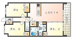 パークホームズLaLa門真 1階3LDKの間取り
