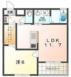 F＆P 1階1LDKの間取り