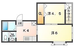 菊よしビル 2階2Kの間取り