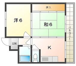 Osaka Metro谷町線 守口駅 徒歩1分の賃貸マンション 4階2Kの間取り