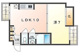 ドムス門真 8階1LDKの間取り