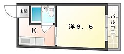 第二山口ハイツ 1Kの間取図画像
