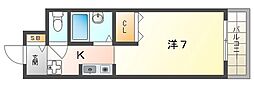 カーサローズヒル 1Kの間取図画像