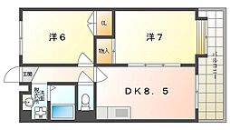 ブランドール・M3 2DKの間取図画像