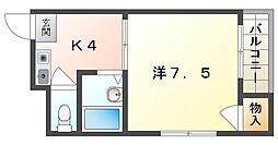 サンフラワー佐太 1Kの間取図画像