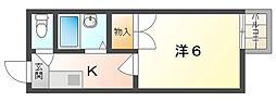 オペル二番館 1Kの間取図画像