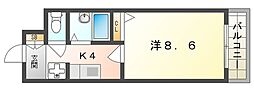 グランヴェール若見 1Kの間取図画像