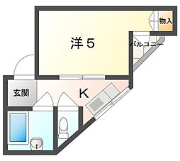 平和ガーデンおしゃれ館 1Kの間取図画像