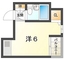 パレス守口 ワンルームの間取図画像