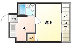大源フレンドリーマンション 1Kの間取図画像