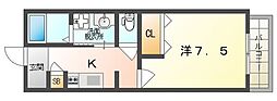 ALEGRIA藤田町WEST 1Kの間取図画像