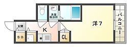 駅前敷島ビル 1Kの間取図画像