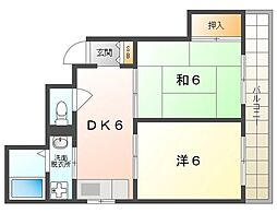 コーポ守口 2DKの間取図画像