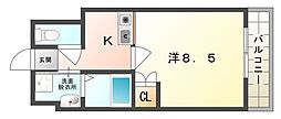 サンフレンドユー 1Kの間取図画像