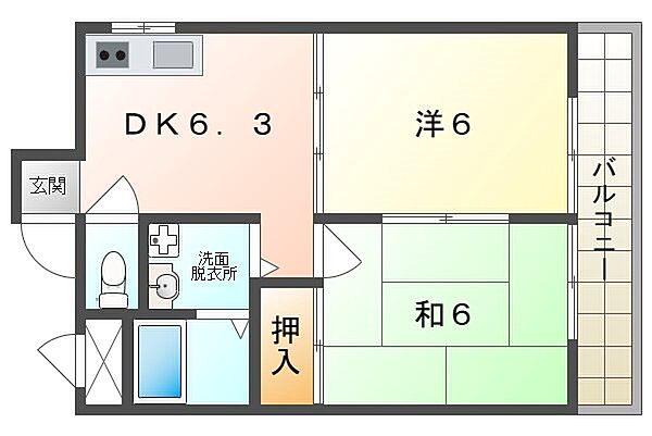 メゾンスカーレット ｜大阪府寝屋川市田井町(賃貸マンション2DK・3階・39.62㎡)の写真 その2