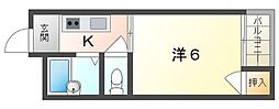 ロイヤルライフ八坂 1Kの間取図画像