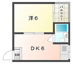 フリーディオ中木田 1DKの間取図画像