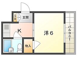 サンシャイン香里園V 1Kの間取図画像