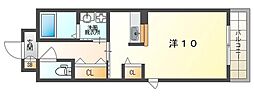 クレメント岡山 3階ワンルームの間取り