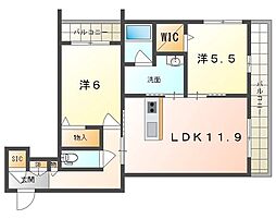 ブライラント 2階2LDKの間取り