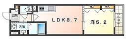 ピレーネ北条IV 2階1LDKの間取り