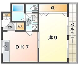 グランドハイツ2号館 1LDKの間取図画像