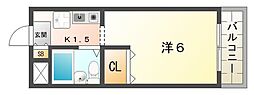 シンプルライフA棟 1Kの間取図画像