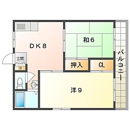 コーポ福井 2DKの間取図画像