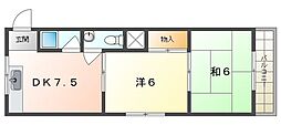 コンフォート・カスガ 2DKの間取図画像