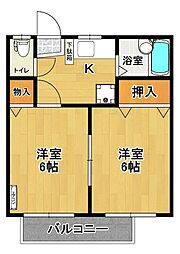 コーポ陰山 2Kの間取図画像