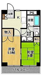 サンスクエア深田台 2Kの間取図画像