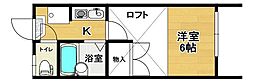 プランドール 1Kの間取図画像