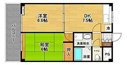 プルミエール香久池公園 2DKの間取図画像