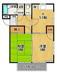 メゾンド共立 2Kの間取図画像